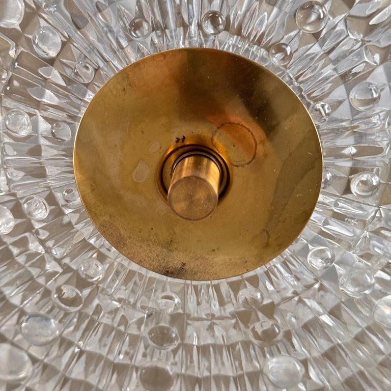 Orrefors Brass and Crystal Ceiling Lamps by Carl Fagerlund, Sweden, 1960s