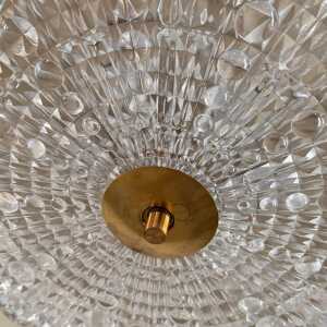 Orrefors Brass and Crystal Ceiling Lamps by Carl Fagerlund, Sweden, 1960s