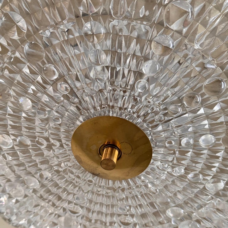 Orrefors Brass and Crystal Ceiling Lamps by Carl Fagerlund, Sweden, 1960s