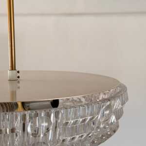 Orrefors Brass and Crystal Ceiling Lamps by Carl Fagerlund, Sweden, 1960s