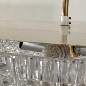 Orrefors Brass and Crystal Ceiling Lamps by Carl Fagerlund, Sweden, 1960s