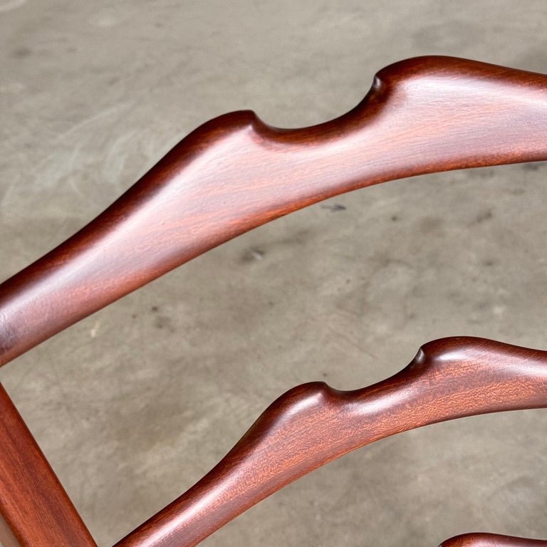 Pair of 1950s Paolo Buffa Chiavari Chairs in Ebonized Wood & White Bouclé