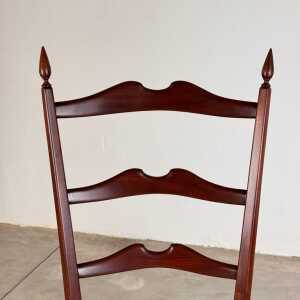 Pair of 1950s Paolo Buffa Chiavari Chairs in Ebonized Wood & White Bouclé