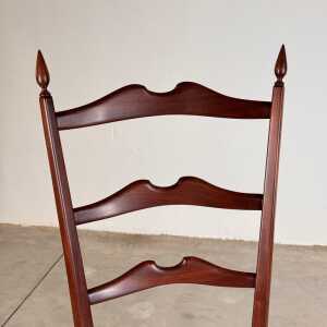 Pair of 1950s Paolo Buffa Chiavari Chairs in Ebonized Wood & White Bouclé