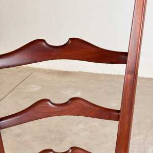 Pair of 1950s Paolo Buffa Chiavari Chairs in Ebonized Wood & White Bouclé