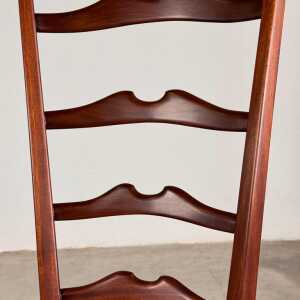 Pair of 1950s Paolo Buffa Chiavari Chairs in Ebonized Wood & White Bouclé