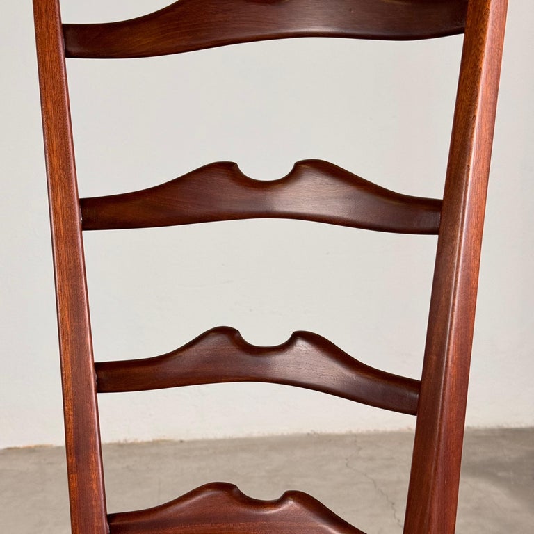Pair of 1950s Paolo Buffa Chiavari Chairs in Ebonized Wood & White Bouclé