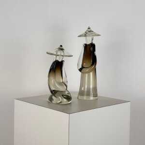 Pair of Chinese Figural Statues in Murano Glass by Pino Signoretto, Italy, 1970s