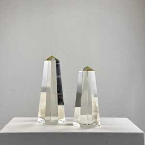 Pair of Decorative Obelisks in Pure Glass Signed "Save Venice 1989", Italy