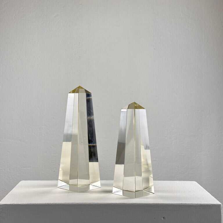 Pair of Decorative Obelisks in Pure Glass Signed "Save Venice 1989", Italy