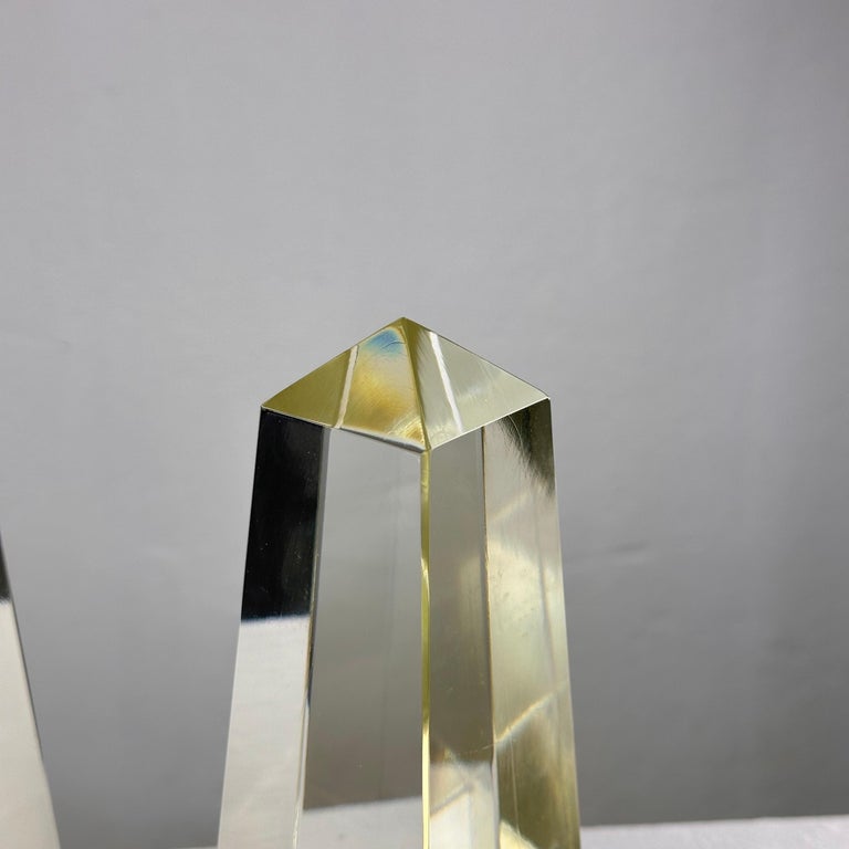 Pair of Decorative Obelisks in Pure Glass Signed "Save Venice 1989", Italy