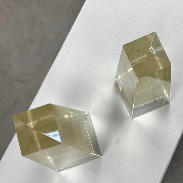Pair of Decorative Obelisks in Pure Glass Signed "Save Venice 1989", Italy