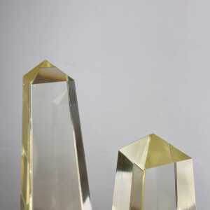 Pair of Decorative Obelisks in Pure Glass Signed "Save Venice 1989", Italy