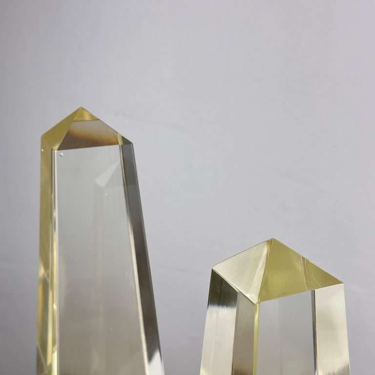 Pair of Decorative Obelisks in Pure Glass Signed "Save Venice 1989", Italy