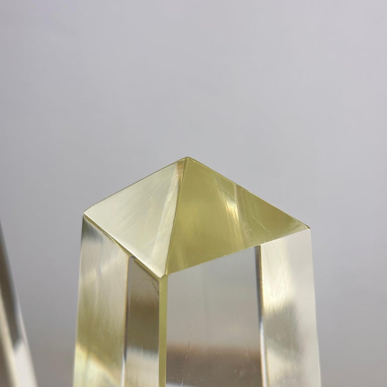 Pair of Decorative Obelisks in Pure Glass Signed "Save Venice 1989", Italy