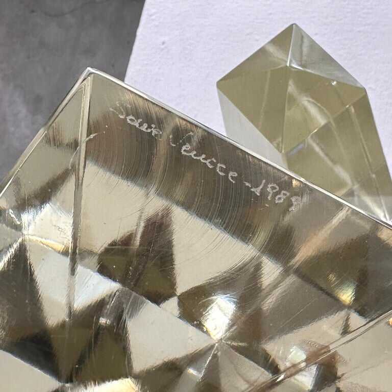 Pair of Decorative Obelisks in Pure Glass Signed "Save Venice 1989", Italy