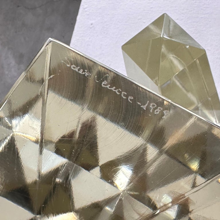 Pair of Decorative Obelisks in Pure Glass Signed "Save Venice 1989", Italy