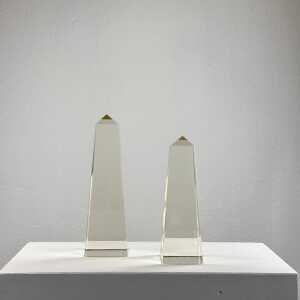 Pair of Decorative Obelisks in Pure Glass Signed "Save Venice 1989", Italy