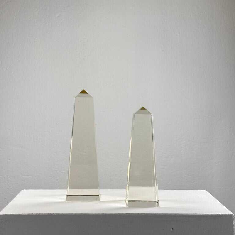 Pair of Decorative Obelisks in Pure Glass Signed "Save Venice 1989", Italy