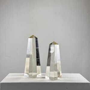 Pair of Decorative Obelisks in Pure Glass Signed "Save Venice 1989", Italy