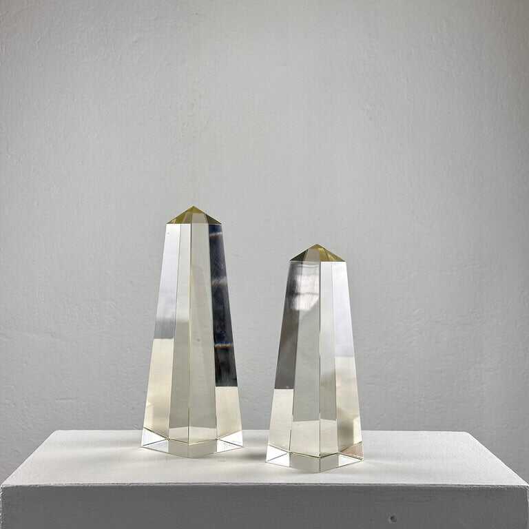 Pair of Decorative Obelisks in Pure Glass Signed "Save Venice 1989", Italy