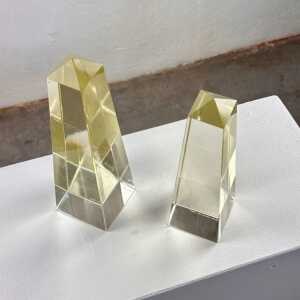 Pair of Decorative Obelisks in Pure Glass Signed "Save Venice 1989", Italy