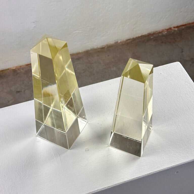 Pair of Decorative Obelisks in Pure Glass Signed "Save Venice 1989", Italy