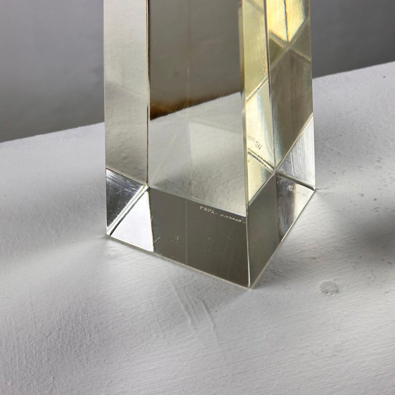Pair of Decorative Obelisks in Pure Glass Signed "Save Venice 1989", Italy