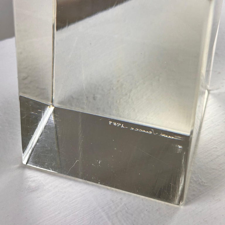 Pair of Decorative Obelisks in Pure Glass Signed "Save Venice 1989", Italy