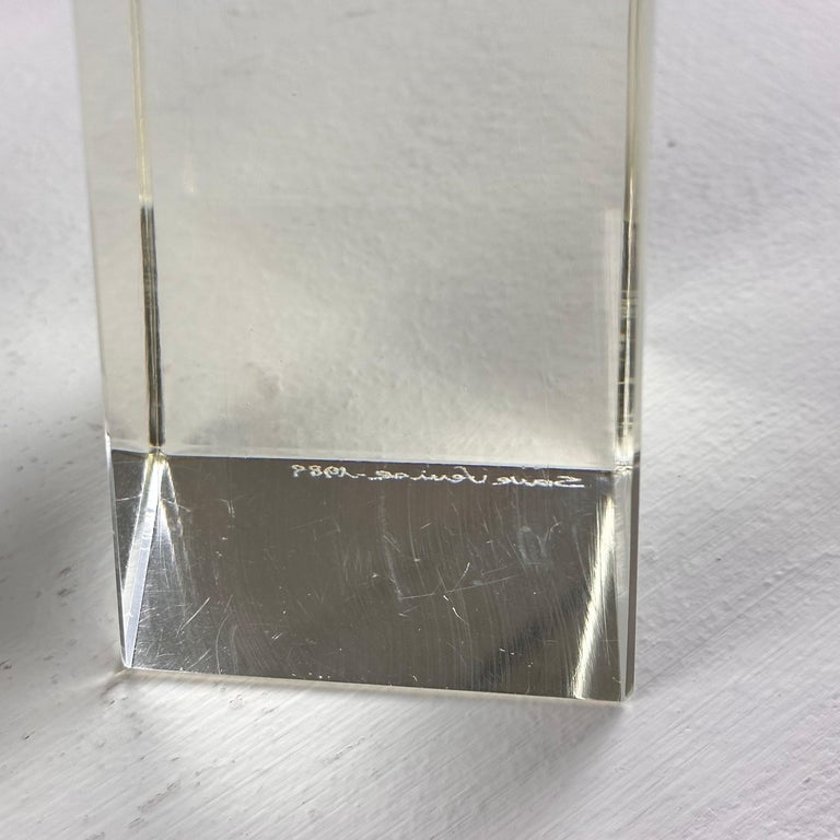 Pair of Decorative Obelisks in Pure Glass Signed "Save Venice 1989", Italy