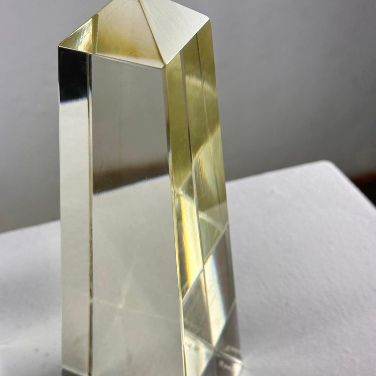 Pair of Decorative Obelisks in Pure Glass Signed "Save Venice 1989", Italy