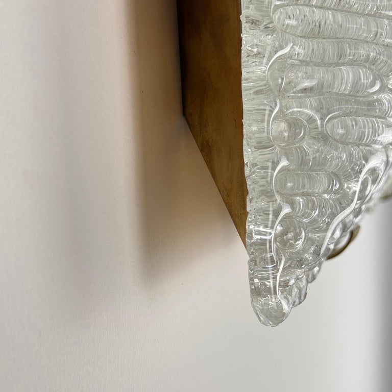 Pair of Murano Glass and Brass Sconces Attributed to Fontana Arte, 1960