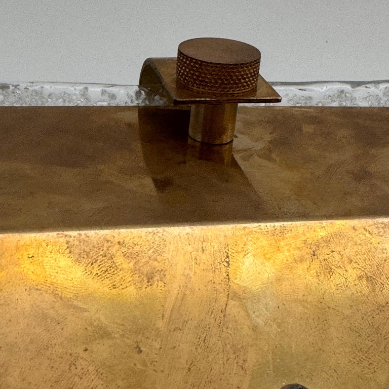 Pair of Murano Glass and Brass Sconces Attributed to Fontana Arte, 1960