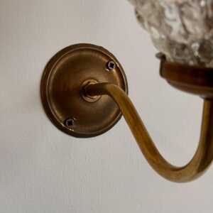 Pair of Murano Glass and Brass Wall Sconces by Barovier & Toso, 1940s