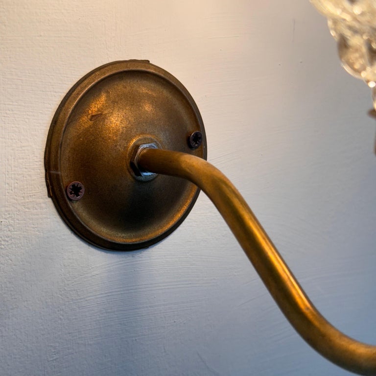 Pair of Murano Glass and Brass Wall Sconces by Barovier & Toso, 1940s