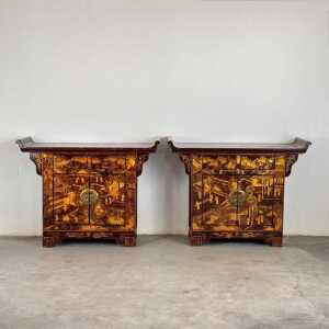 Pair of Qing Dynasty Lacquered Wood Sideboards, c. 1870-1880