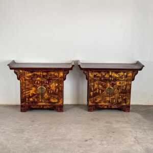 Pair of Qing Dynasty Lacquered Wood Sideboards, c. 1870-1880