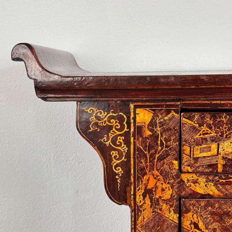 Pair of Qing Dynasty Lacquered Wood Sideboards, c. 1870-1880