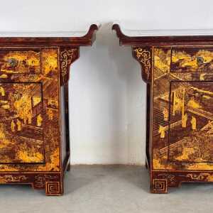 Pair of Qing Dynasty Lacquered Wood Sideboards, c. 1870-1880