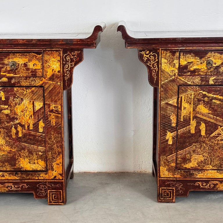 Pair of Qing Dynasty Lacquered Wood Sideboards, c. 1870-1880