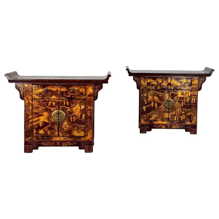 Pair of Qing Dynasty Lacquered Wood Sideboards, c. 1870-1880