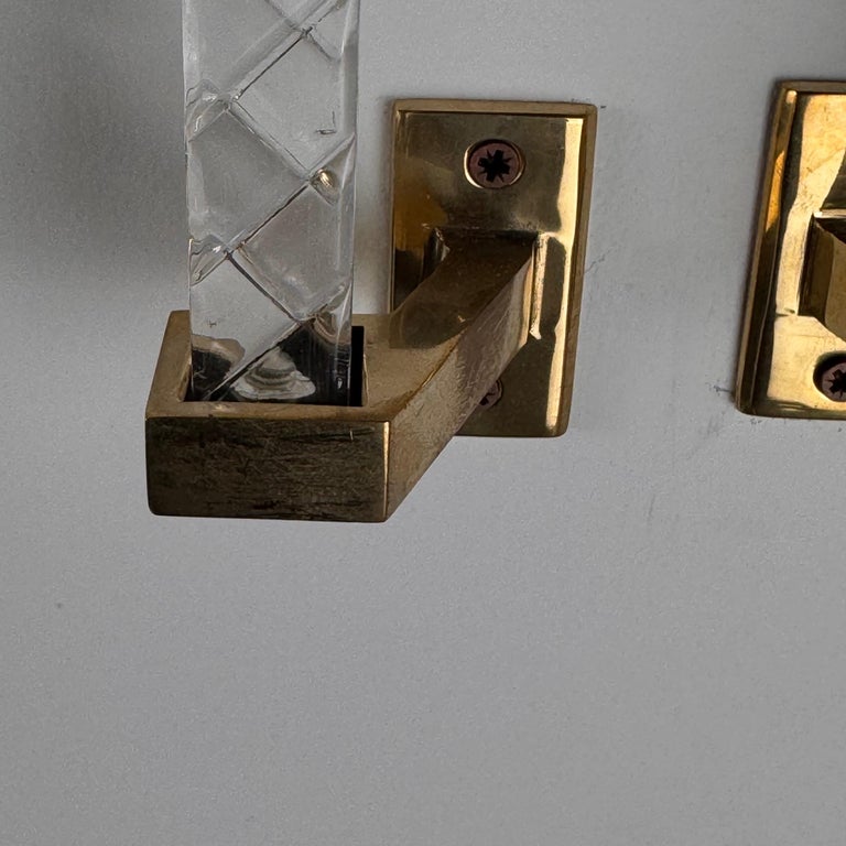 Pair of Sandro Petti Brass and Plexiglass Handles for Maison Jansen, 1960s