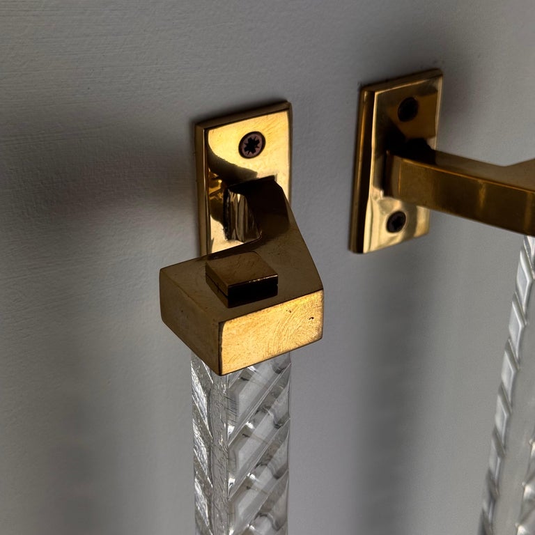 Pair of Sandro Petti Brass and Plexiglass Handles for Maison Jansen, 1960s