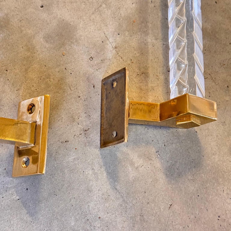 Pair of Sandro Petti Brass and Plexiglass Handles for Maison Jansen, 1960s