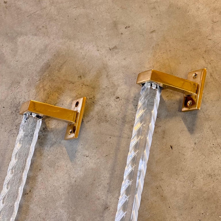 Pair of Sandro Petti Brass and Plexiglass Handles for Maison Jansen, 1960s