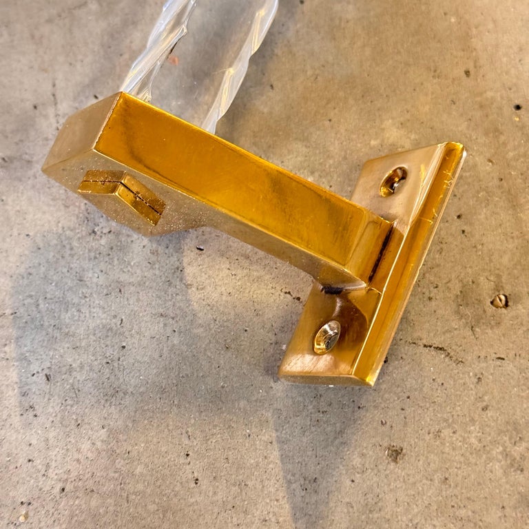 Pair of Sandro Petti Brass and Plexiglass Handles for Maison Jansen, 1960s