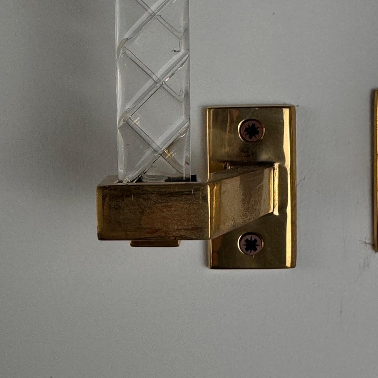 Pair of Sandro Petti Brass and Plexiglass Handles for Maison Jansen, 1960s
