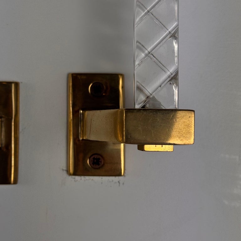 Pair of Sandro Petti Brass and Plexiglass Handles for Maison Jansen, 1960s