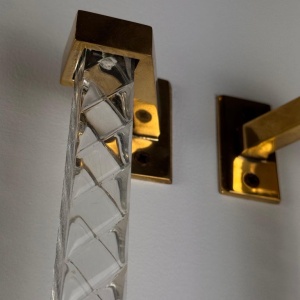Pair of Sandro Petti Brass and Plexiglass Handles for Maison Jansen, 1960s