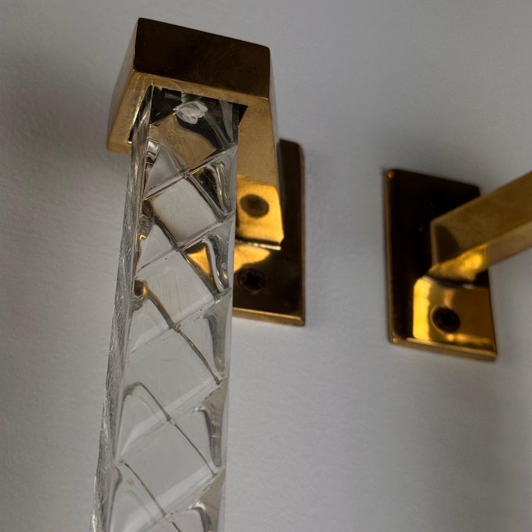 Pair of Sandro Petti Brass and Plexiglass Handles for Maison Jansen, 1960s